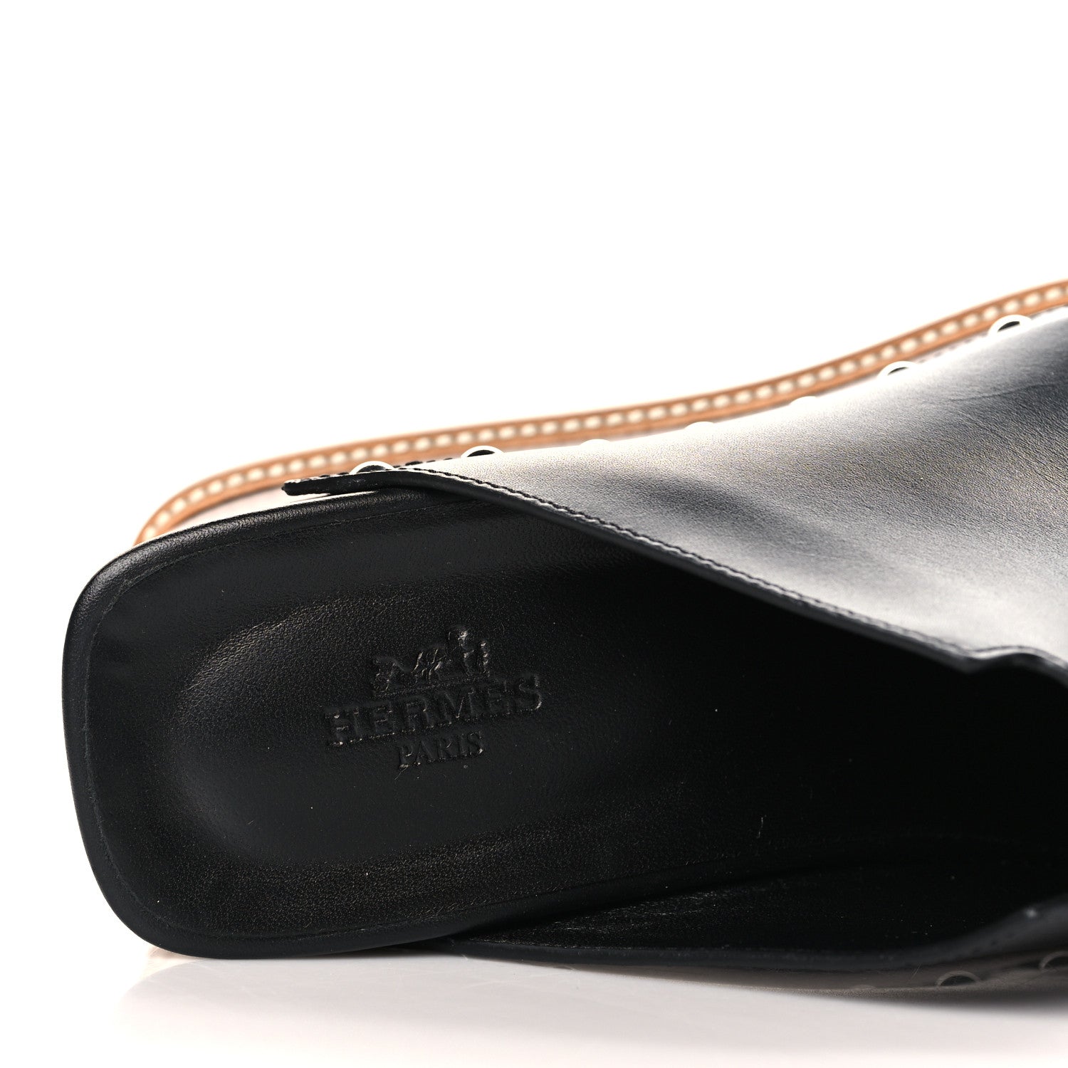 Hermes Calfskin Beechwood Earth Mules 38 Black 7 of 9