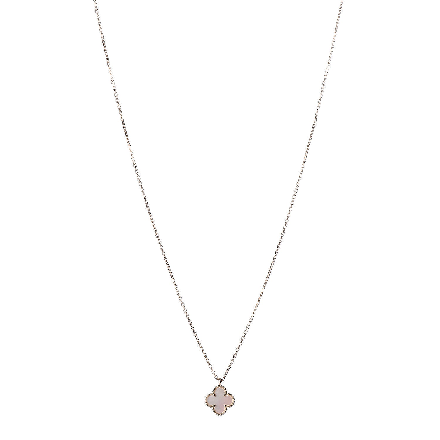 Van Cleef & Arpels 18K Yellow Gold Mother of Pearl Sweet Alhambra Pendant Necklace 1 of 8
