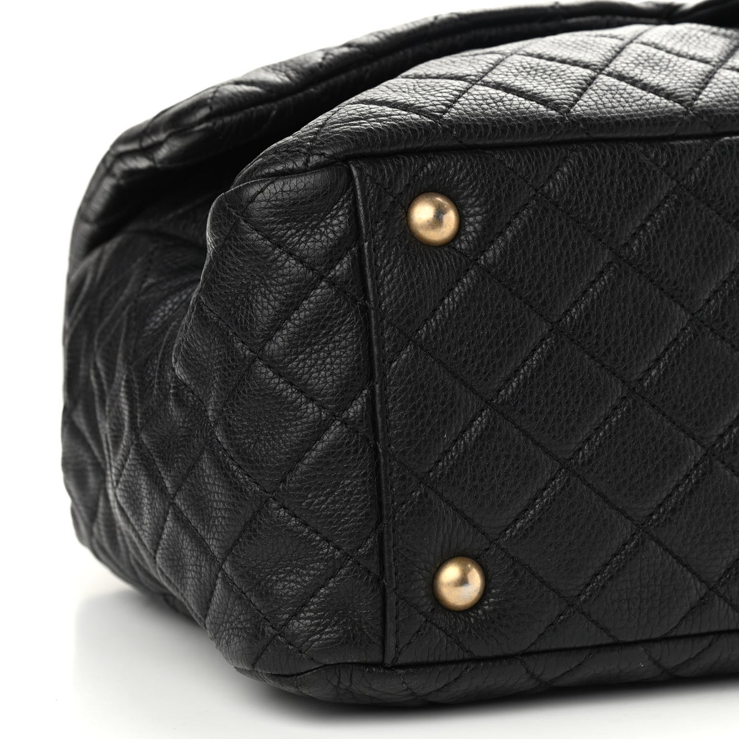 Calfskin Quilted XXL Travel Flap Bag Black
