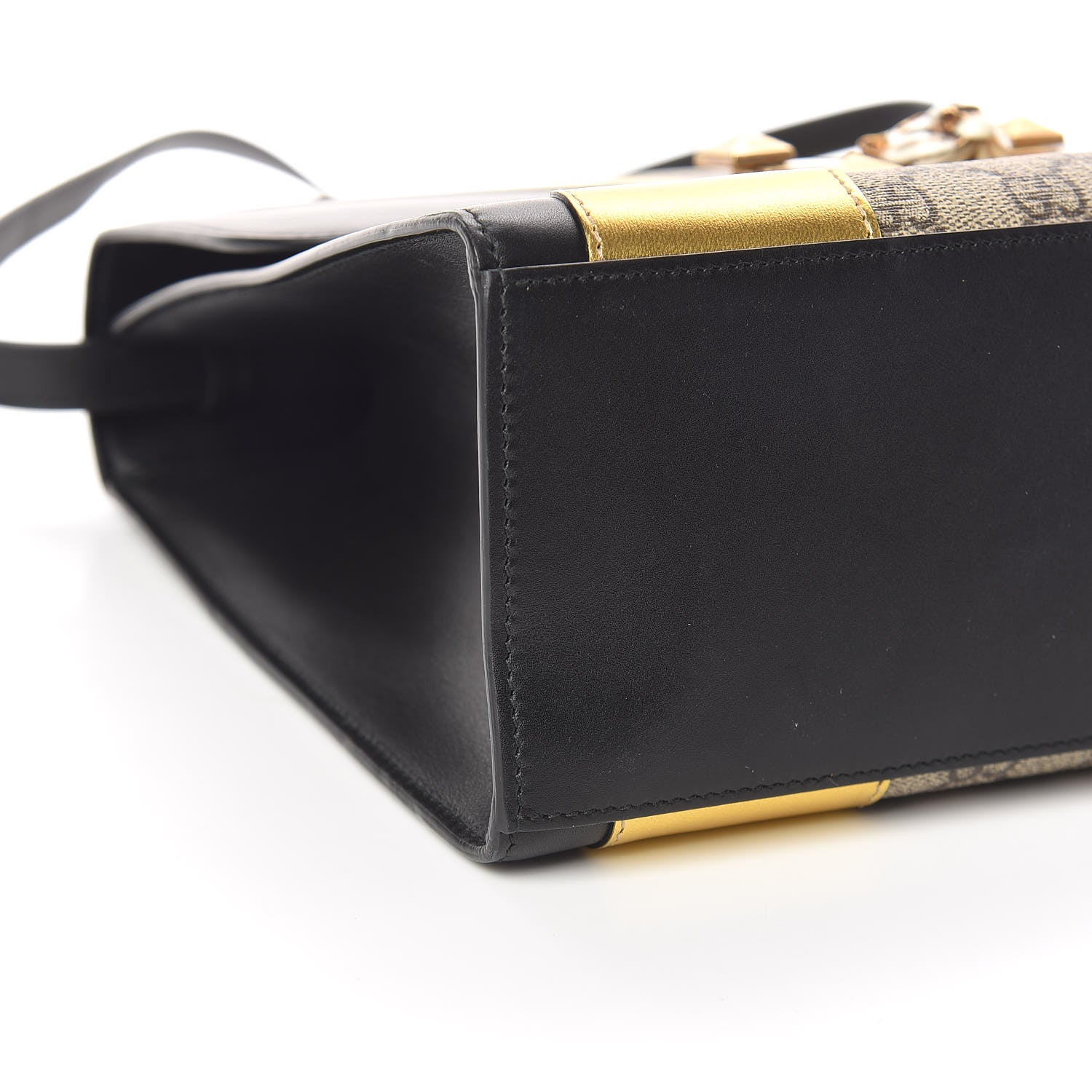 Gucci Nappa GG Supreme Monogram Medium Osiride Top Handle Bag Black Oro Vecchio Beige Ebony 5 of 14