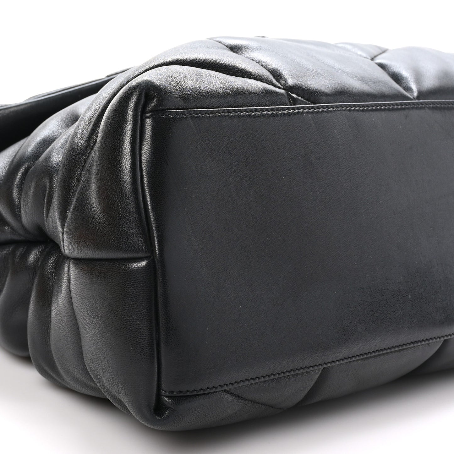Lambskin Quilted Medium Loulou Puffer Monogram Chain Satchel Black