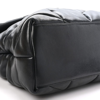 Saint Laurent Lambskin Quilted Medium Loulou Puffer Monogram Chain Satchel Black 9 of 11