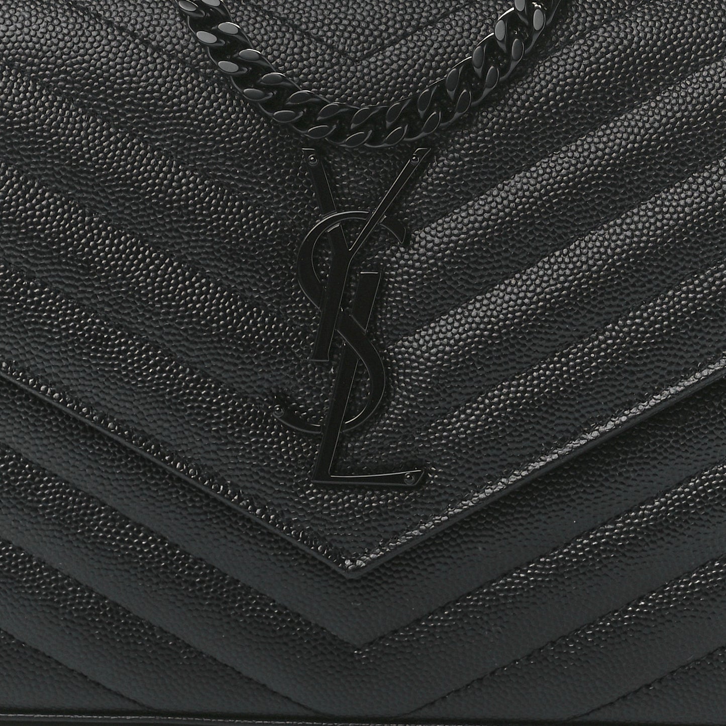 Grain De Poudre Matelasse Chevron Monogram Monochrome Chain Wallet Black