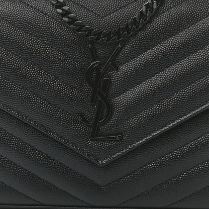 Saint Laurent Grain De Poudre Matelasse Chevron Monogram Monochrome Chain Wallet Black 8 of 11