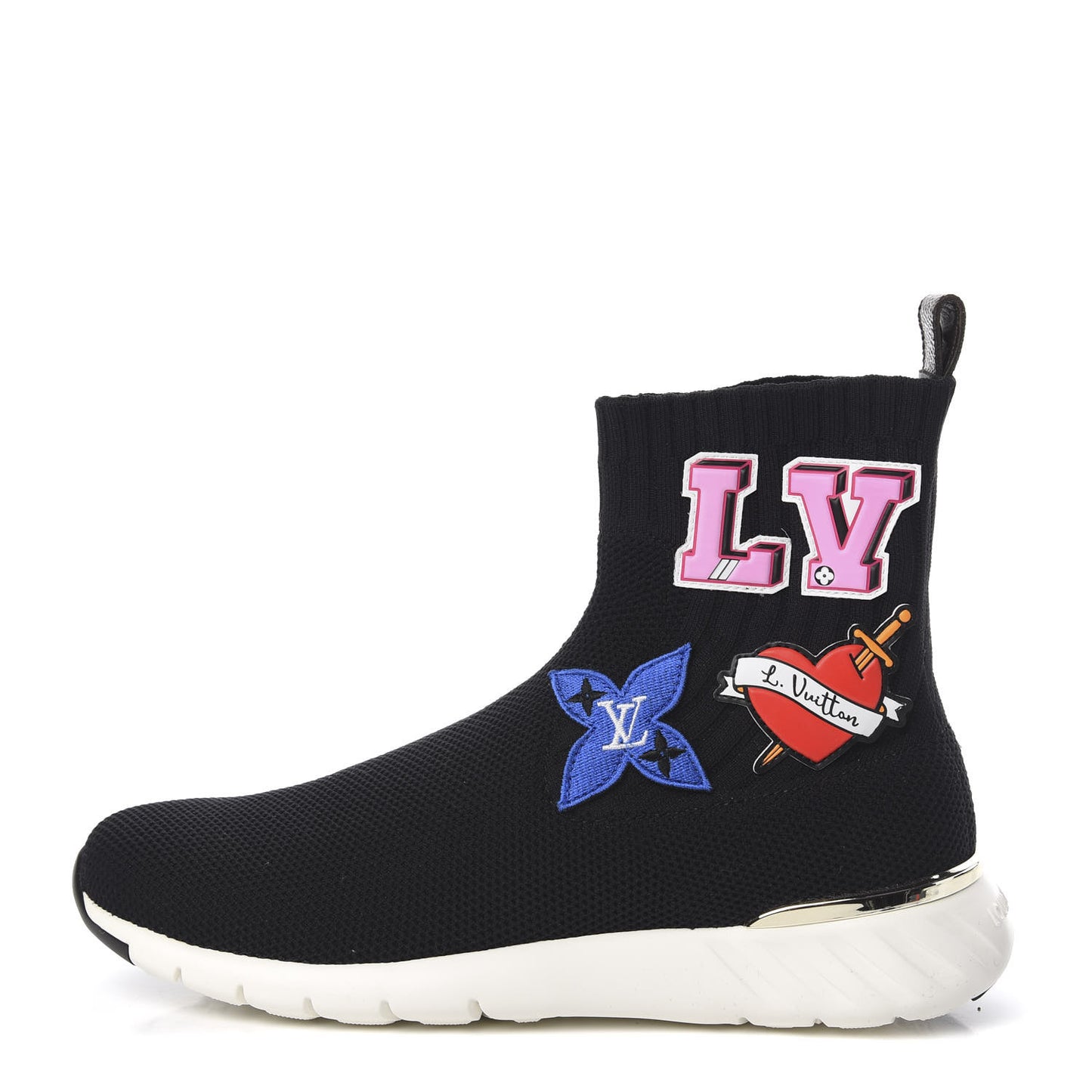 Stretch Fabric LV Black Heart Sock Sneaker 36 Black