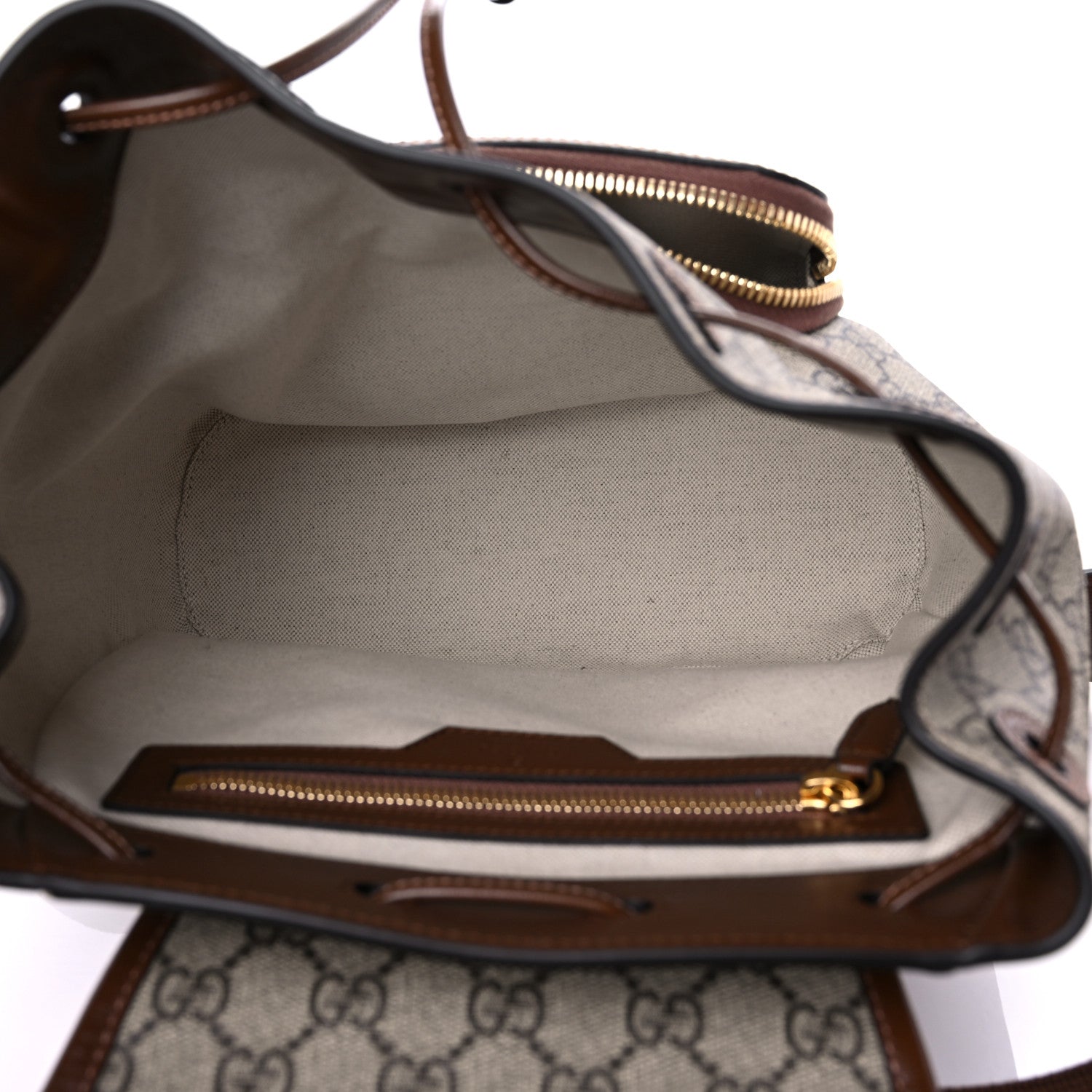 Gucci GG Supreme Monogram Azalea Calfskin Retro Interlocking G Buckle Backpack Beige Ebony Brown Sugar 5 of 10