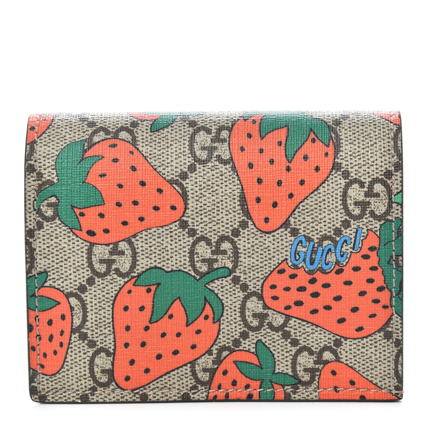 GG Supreme Monogram Strawberry Card Case