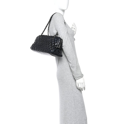 Chanel Lambskin Bubble Quilt Small Double Bowling Bag Black 2 of 11
