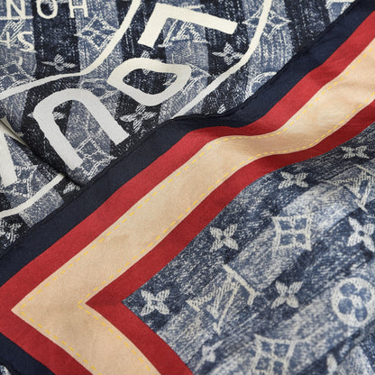 Louis Vuitton Silk Monogram Trunks and Bags Scarf Blue 5 of 6