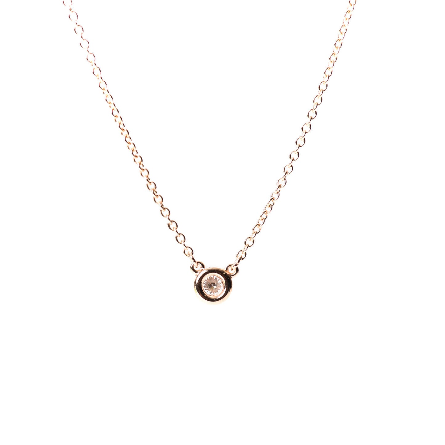 18K Rose Gold Diamond .07ct Elsa Peretti Diamonds by the Yard Pendant Necklace