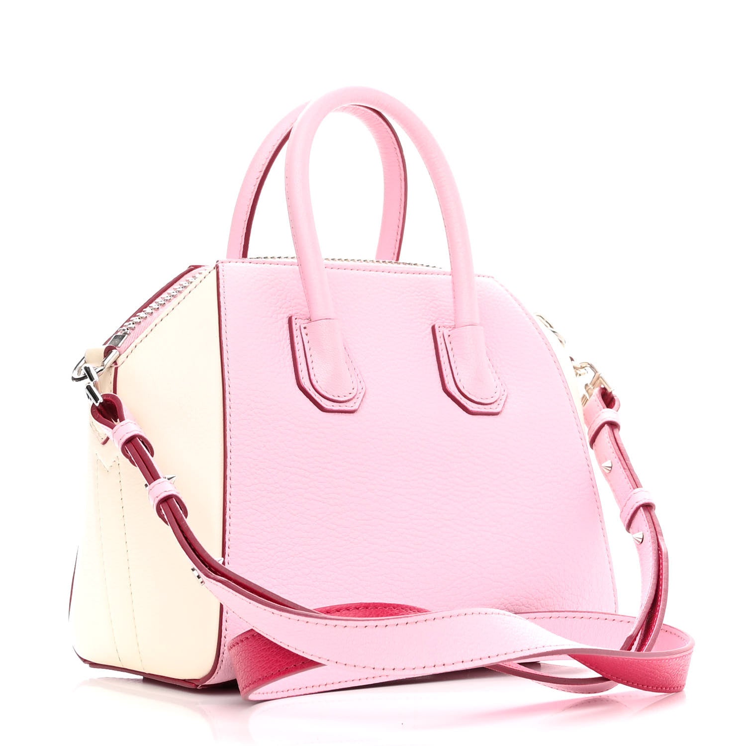 Givenchy Sugar Goatskin Mini Tri-Color Antigona Bright Pink White Fuchsia 3 of 12