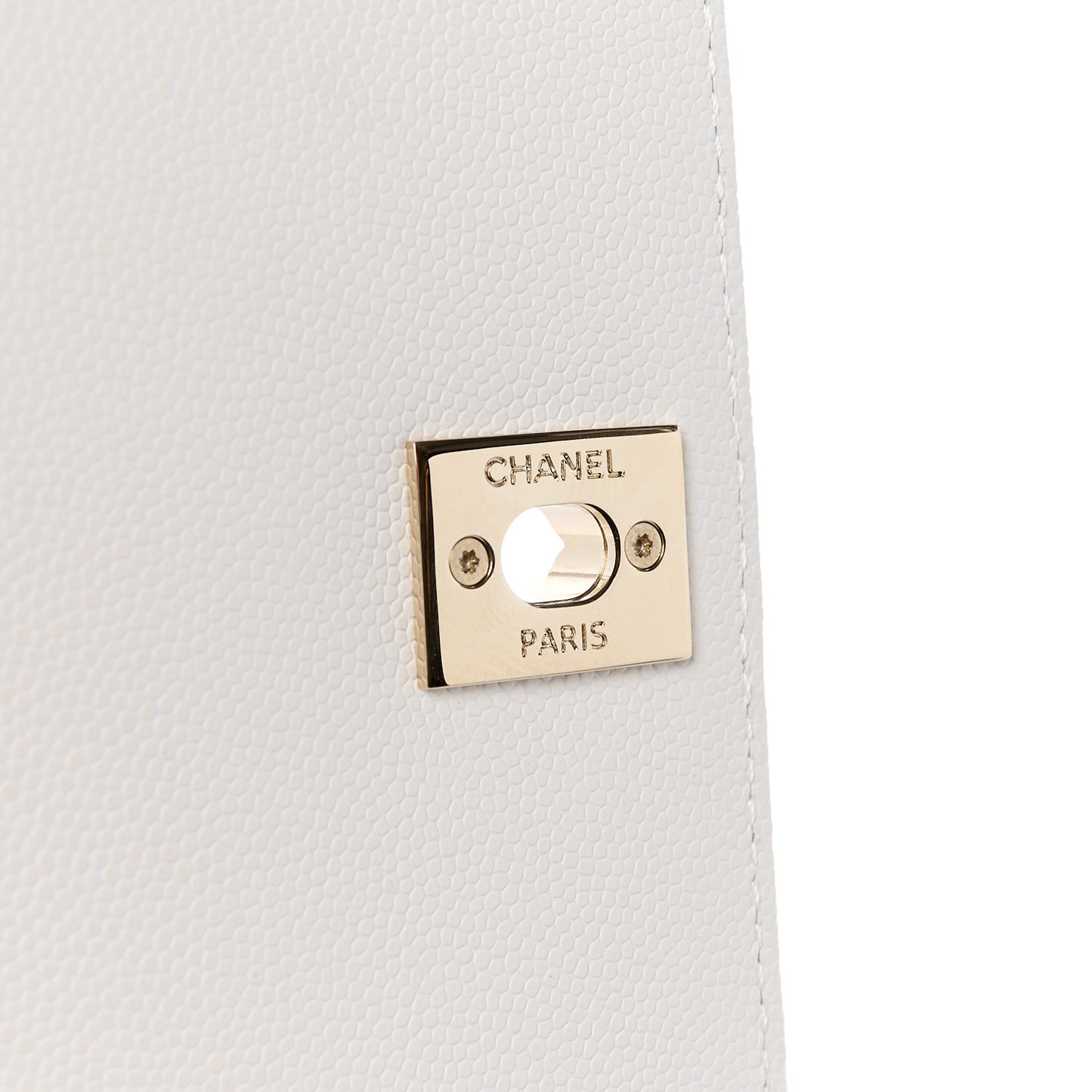 Caviar Quilted Mini Coco Handle Flap White