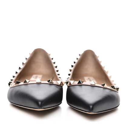 Valentino Garavani Calfskin Nappa Rockstud Ballerina Flats 40 Black Poudre 2 of 9