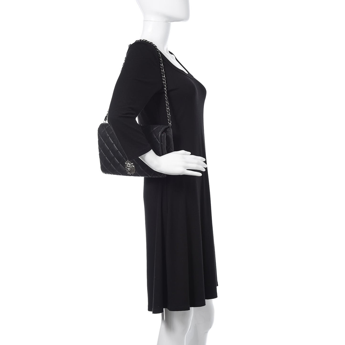 Lambskin Quilted Medium Leo Lion Flap Clutch Black