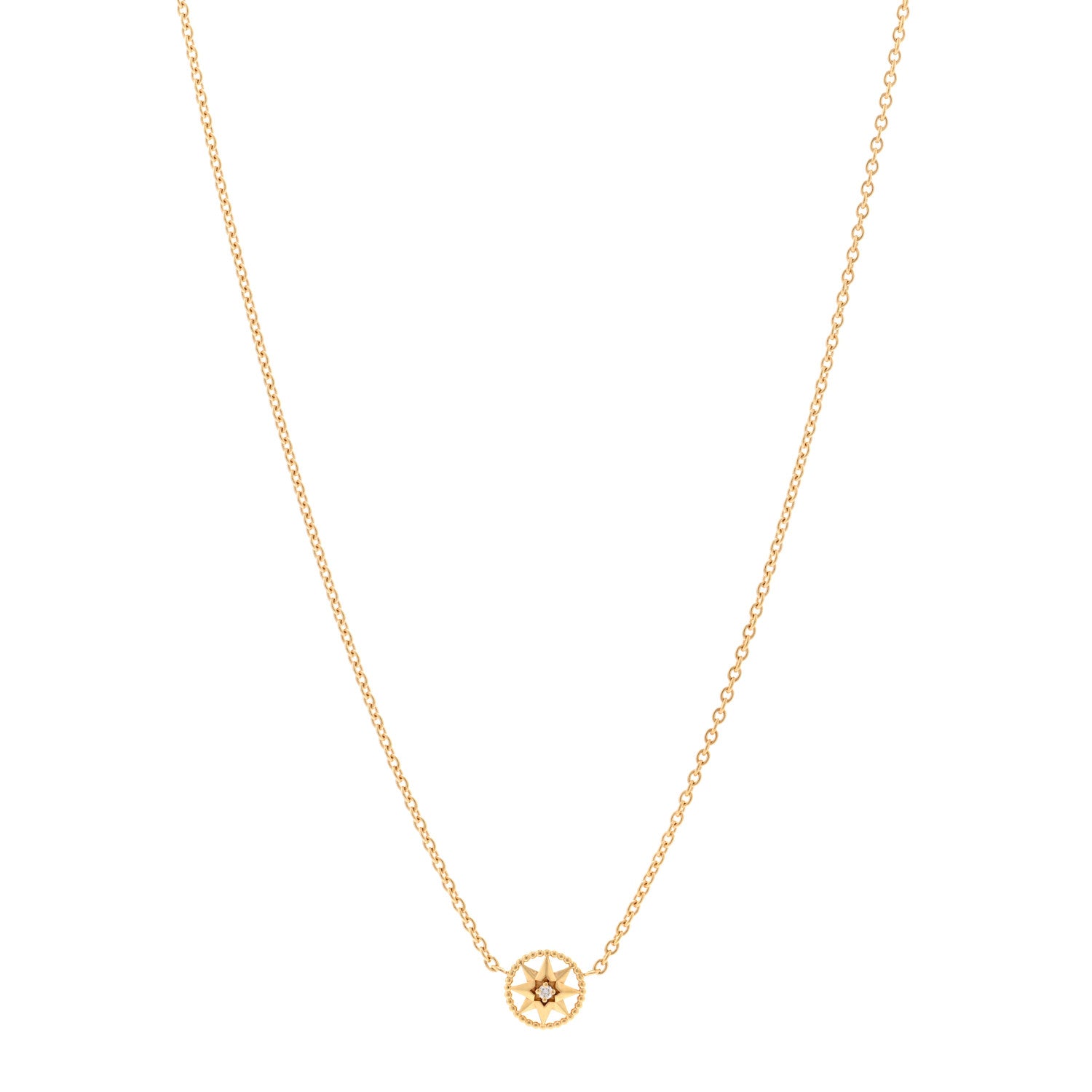 Christian Dior 18K Yellow Gold Diamond Mini Rose Des Vents Necklace 1 of 6