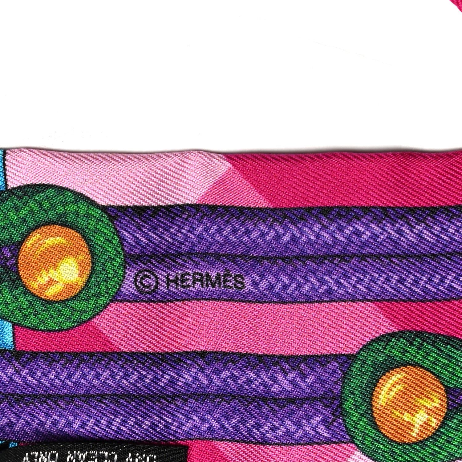 Hermes Silk Brandebourgs Twilly Fuchsia Turquoise Emeraude 3 of 5
