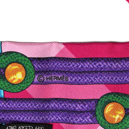 Hermes Silk Brandebourgs Twilly Fuchsia Turquoise Emeraude 3 of 5