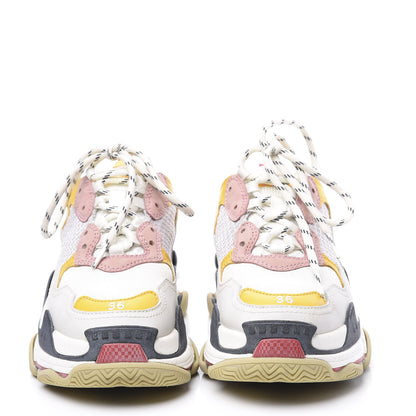 Balenciaga Mesh Nubuck Womens Triple S Sneakers 36 White Gris Jaune Rose 3 of 9