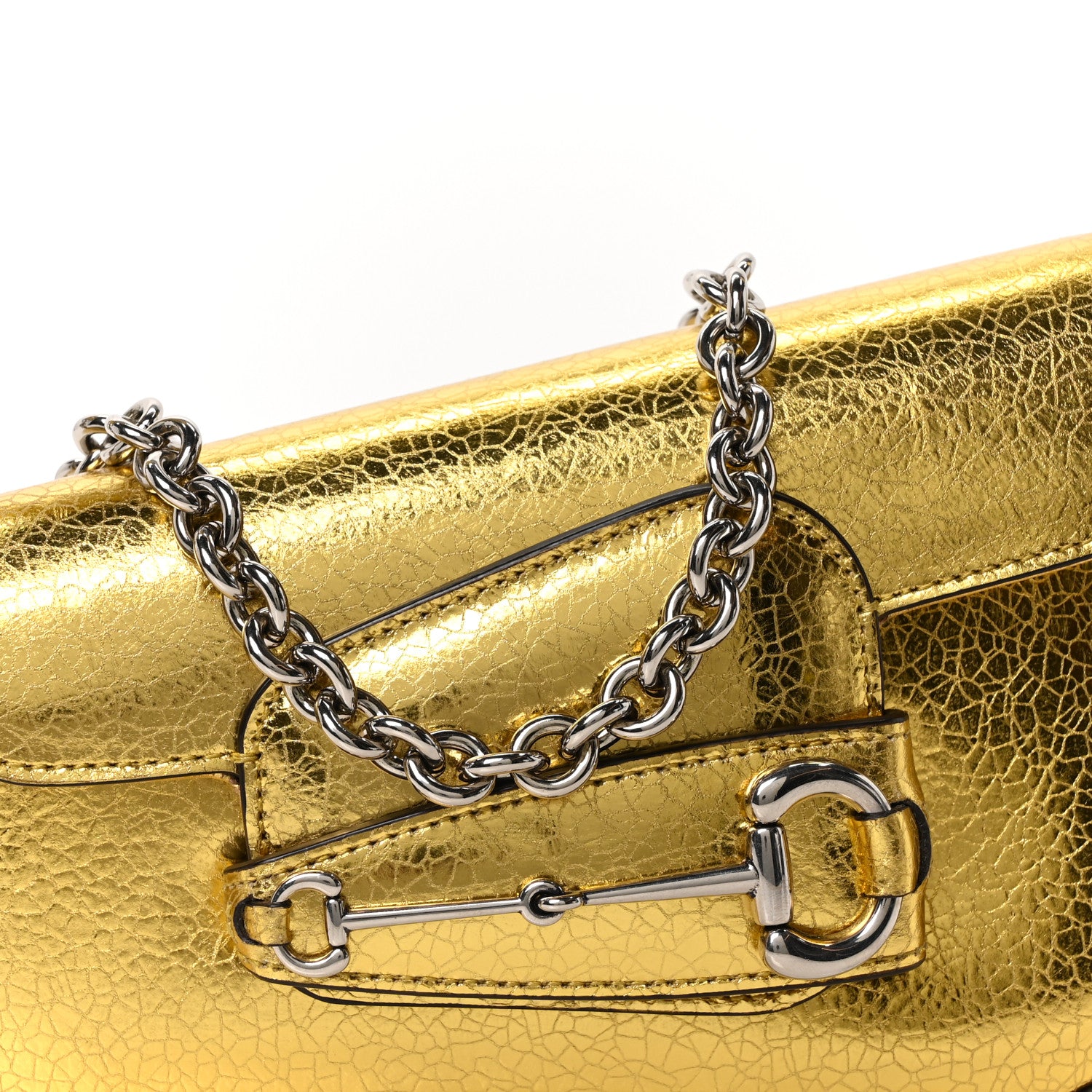 Gucci Metallic Demetra Mini Horsebit 1955 Asymmetric Shoulder Bag Gold 8 of 10