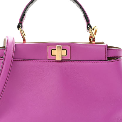 Fendi Vitello Seta Nappa Plexiglass Bi-Color Mini Peekaboo Iconic Satchel Bouganville Sand 8 of 11