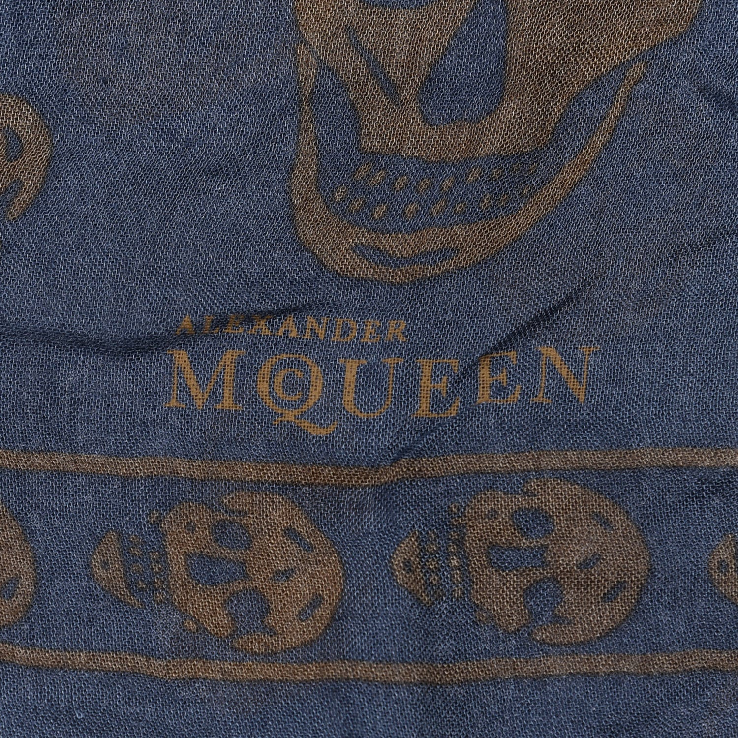 Alexander McQueen Modal Silk Skull Scarf Blue Khaki 4 of 4