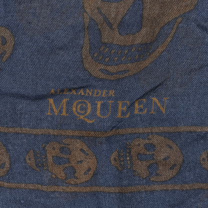 Alexander McQueen Modal Silk Skull Scarf Blue Khaki 4 of 4