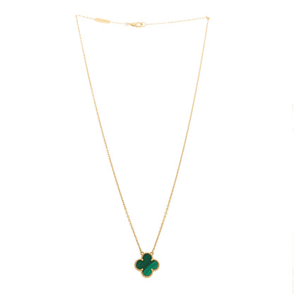 Van Cleef & Arpels 18K Yellow Gold Malachite Vintage Alhambra Pendant Necklace 3 of 5