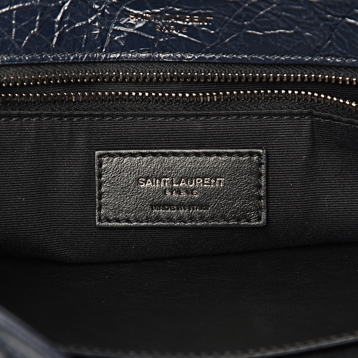 Saint Laurent Crinkled Calfskin Matelasse Monogram Medium Niki Chain Satchel Deep Marine 6 of 10