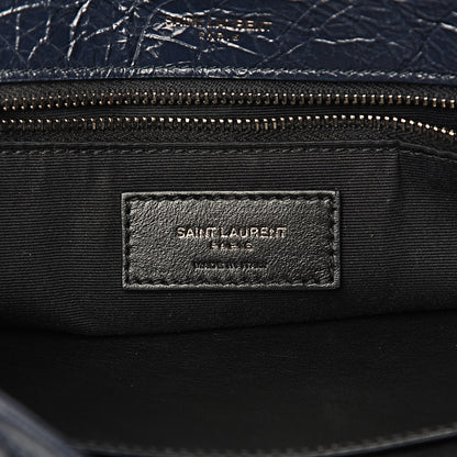Saint Laurent Crinkled Calfskin Matelasse Monogram Medium Niki Chain Satchel Deep Marine 6 of 10