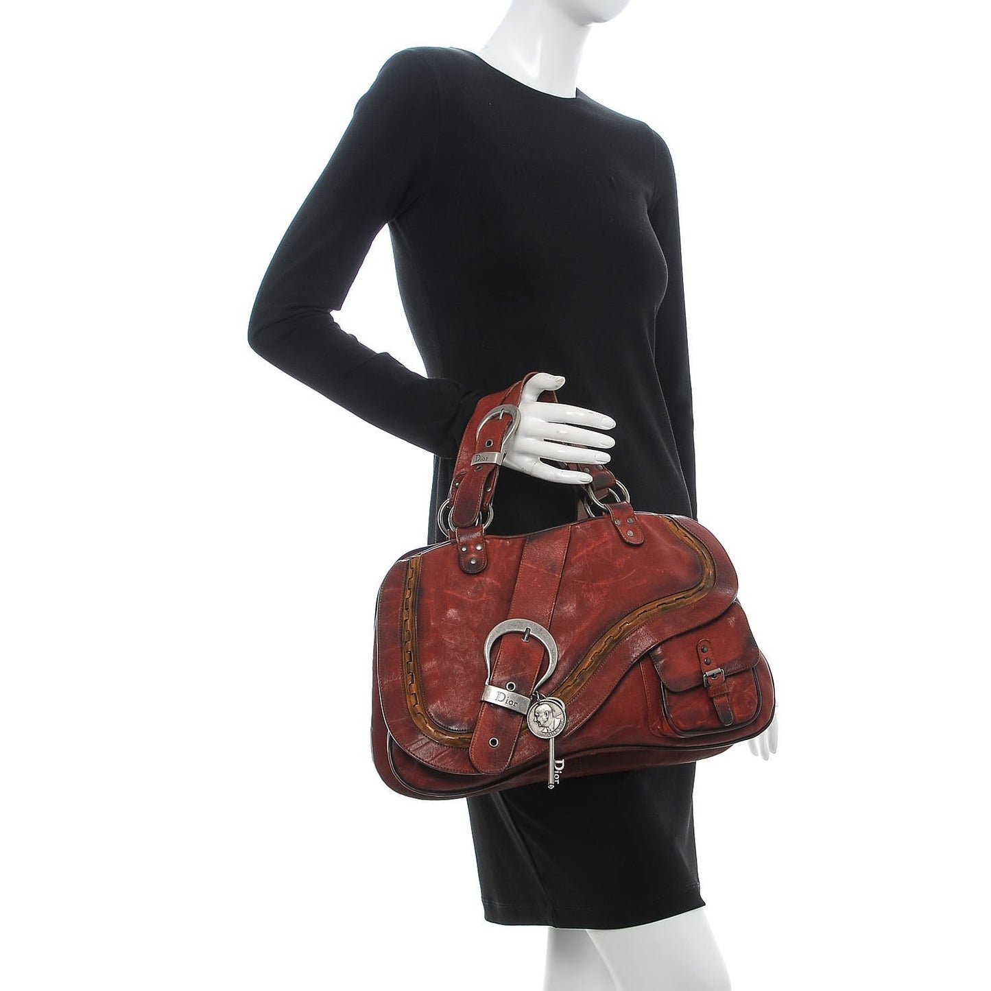 Calfskin Medium Gaucho Double Saddle Bag Red