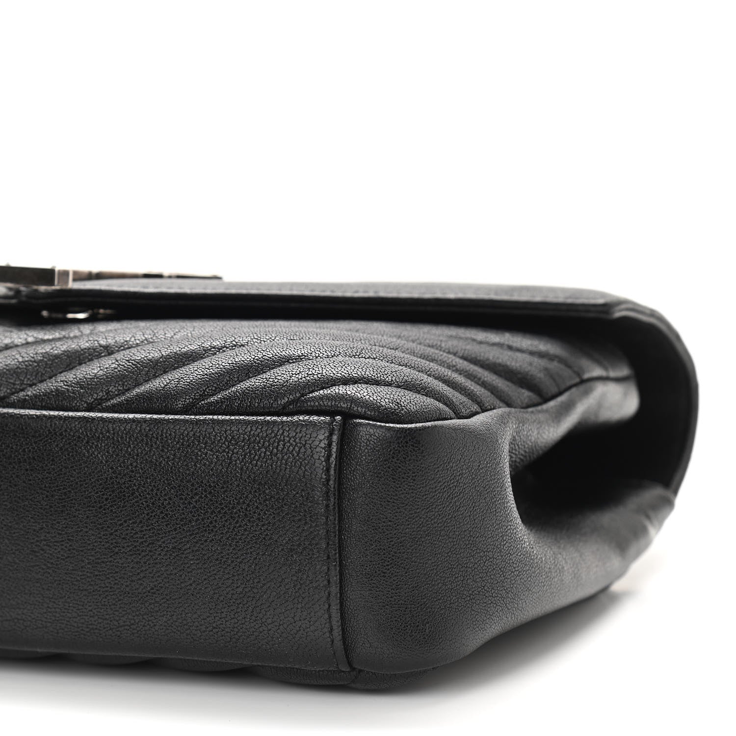 Saint Laurent Sheepskin Matelasse Chevron Monogram Medium College Bag Black 10 of 10