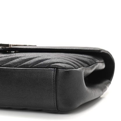 Saint Laurent Sheepskin Matelasse Chevron Monogram Medium College Bag Black 10 of 10