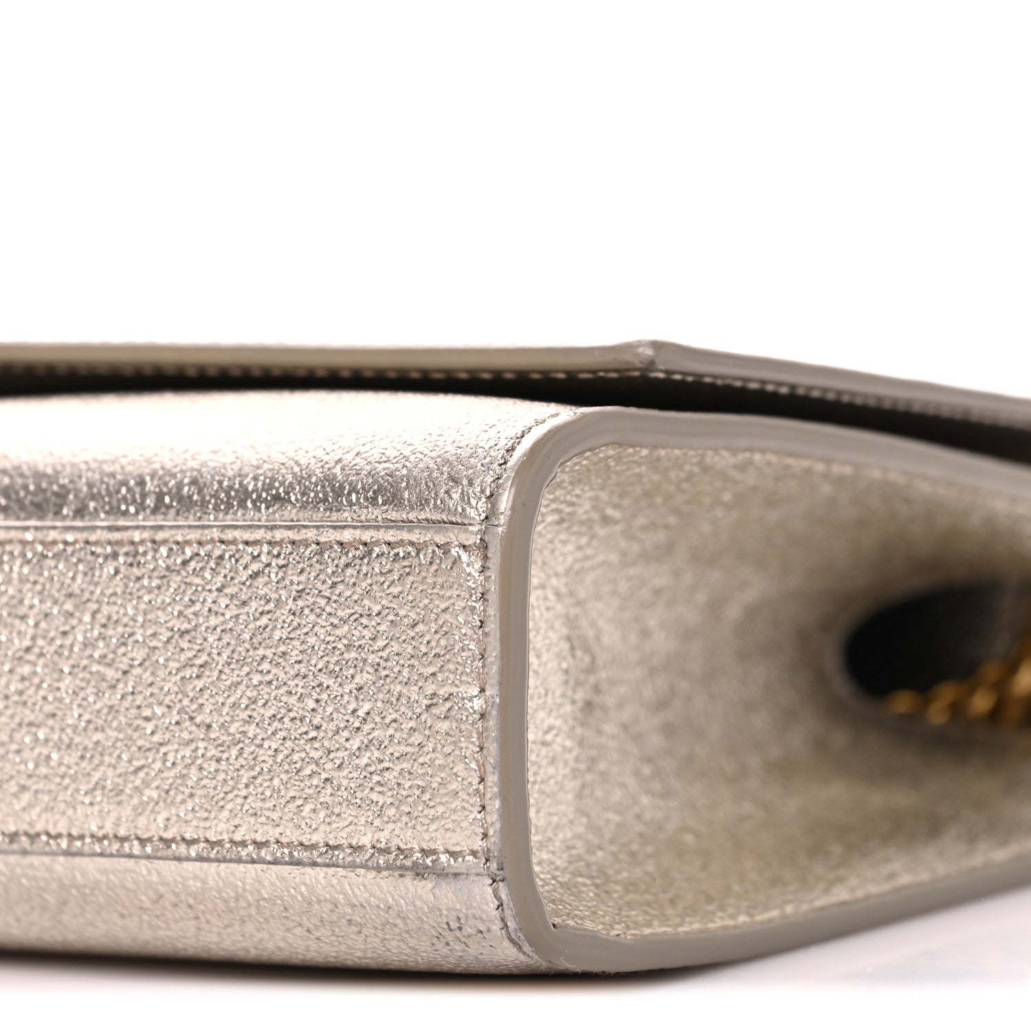 Saint Laurent Metallic Calfskin Medium Classic Monogram Kate Satchel Pale Gold 9 of 10