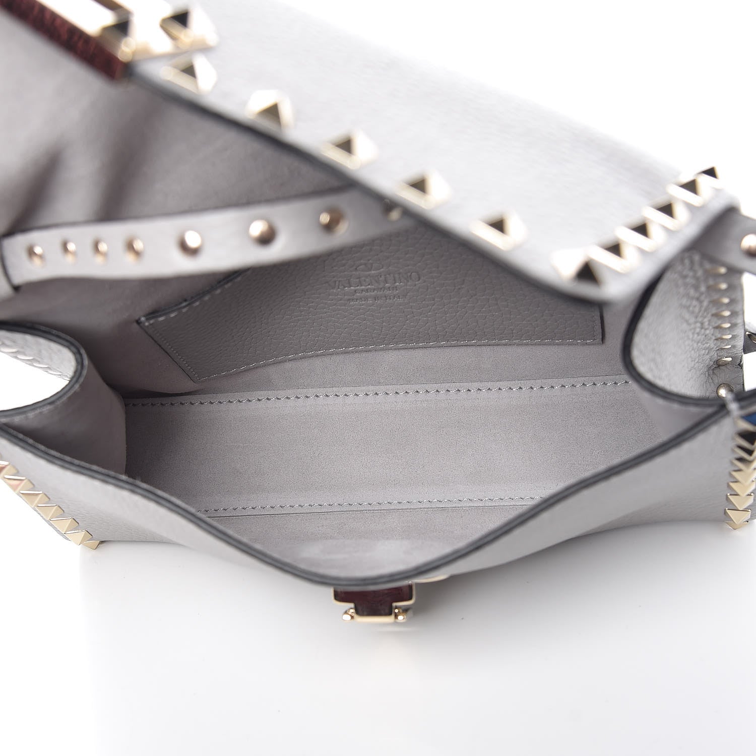 Valentino Garavani Pebbled Calfskin Medium Rockstud Flip Lock Crossbody Bag Pastel Grey 7 of 8