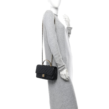 Chanel Lambskin Quilted Small Metal Top Handle Flap Black 2 of 11
