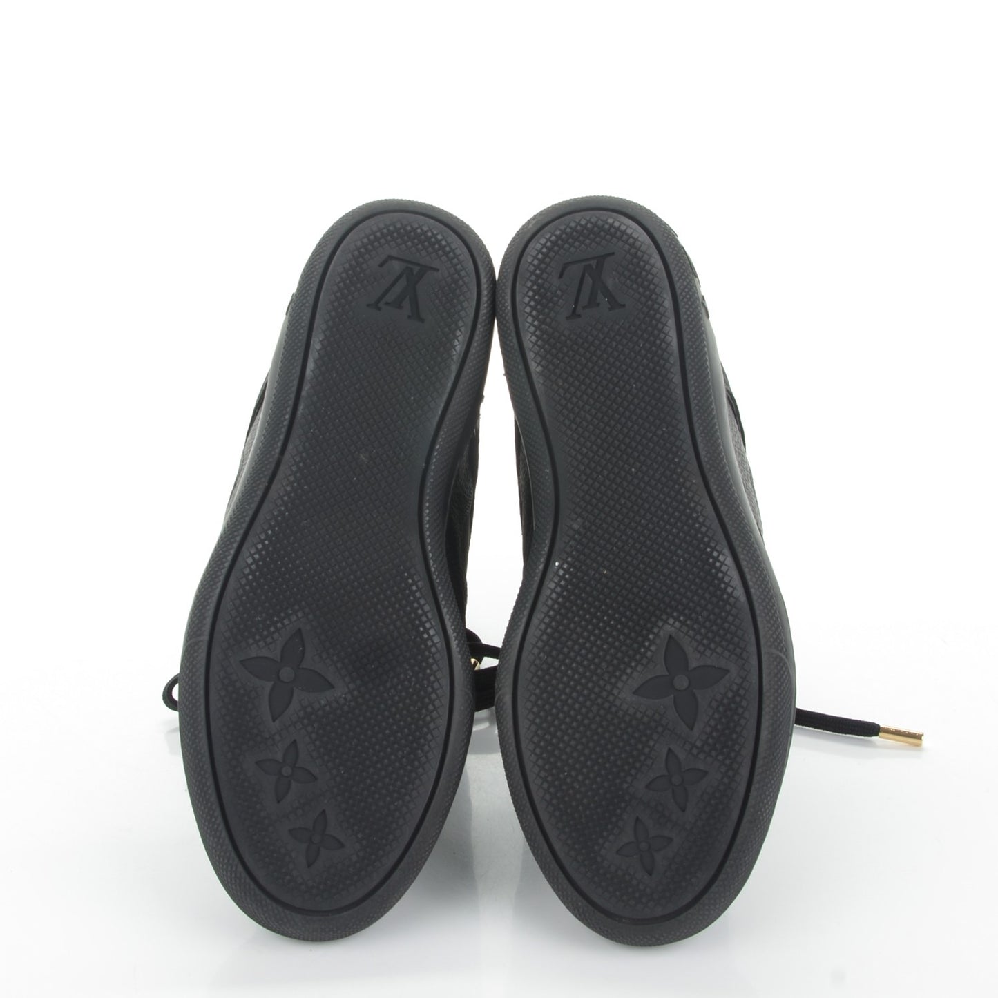 Calfskin Suede Monogram Cliff Top Wedge Sneakers 38.5 Black