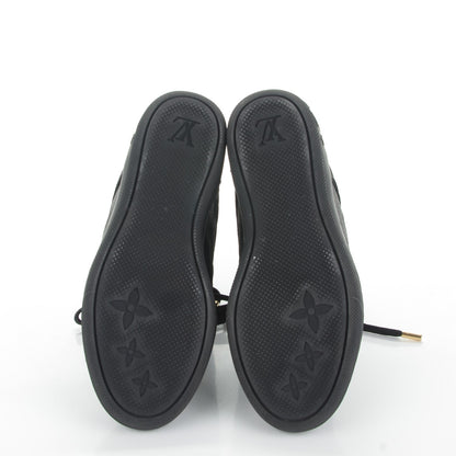 Louis Vuitton Calfskin Suede Monogram Cliff Top Wedge Sneakers 38.5 Black 5 of 6