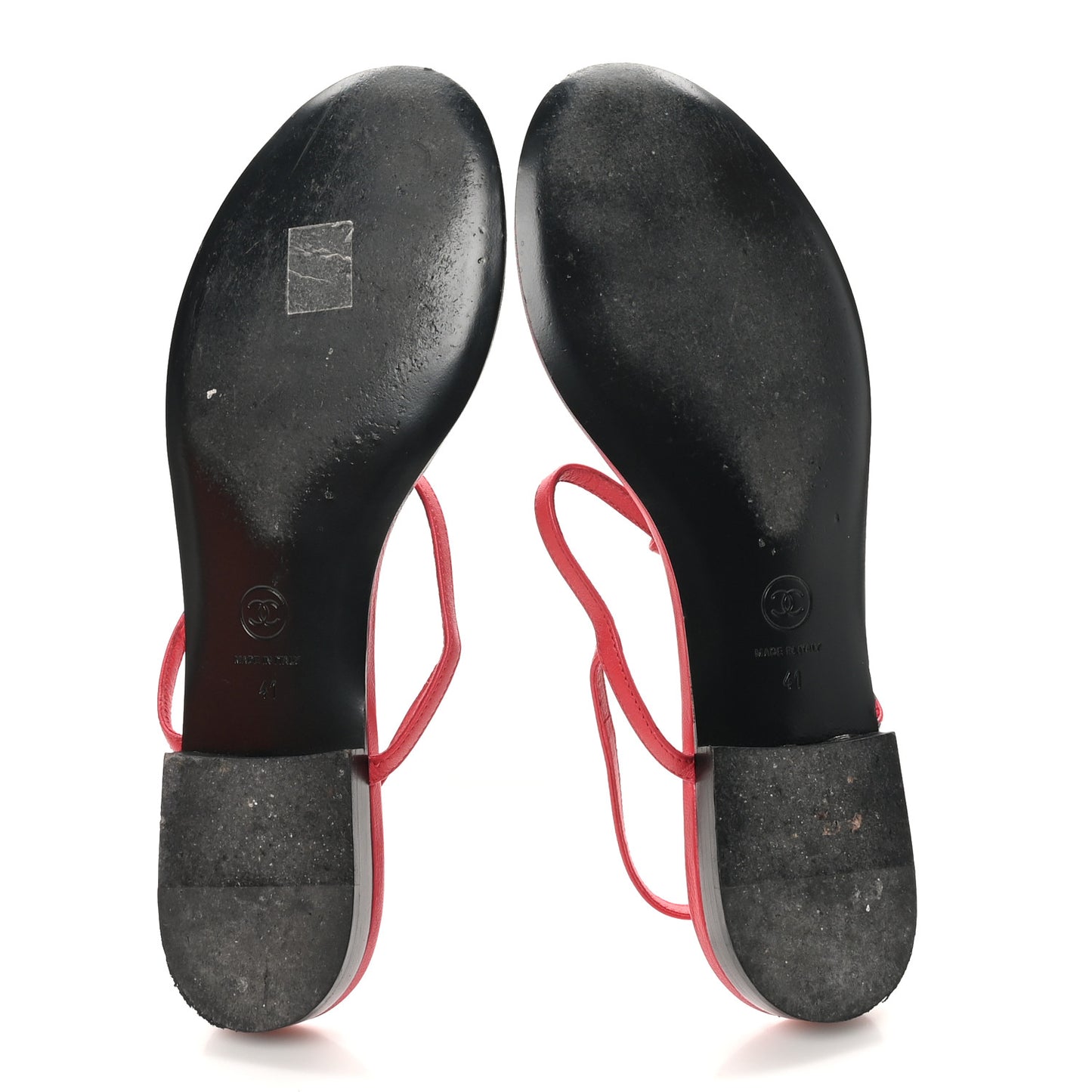 Lambskin CC Thong Sandals 41 Red