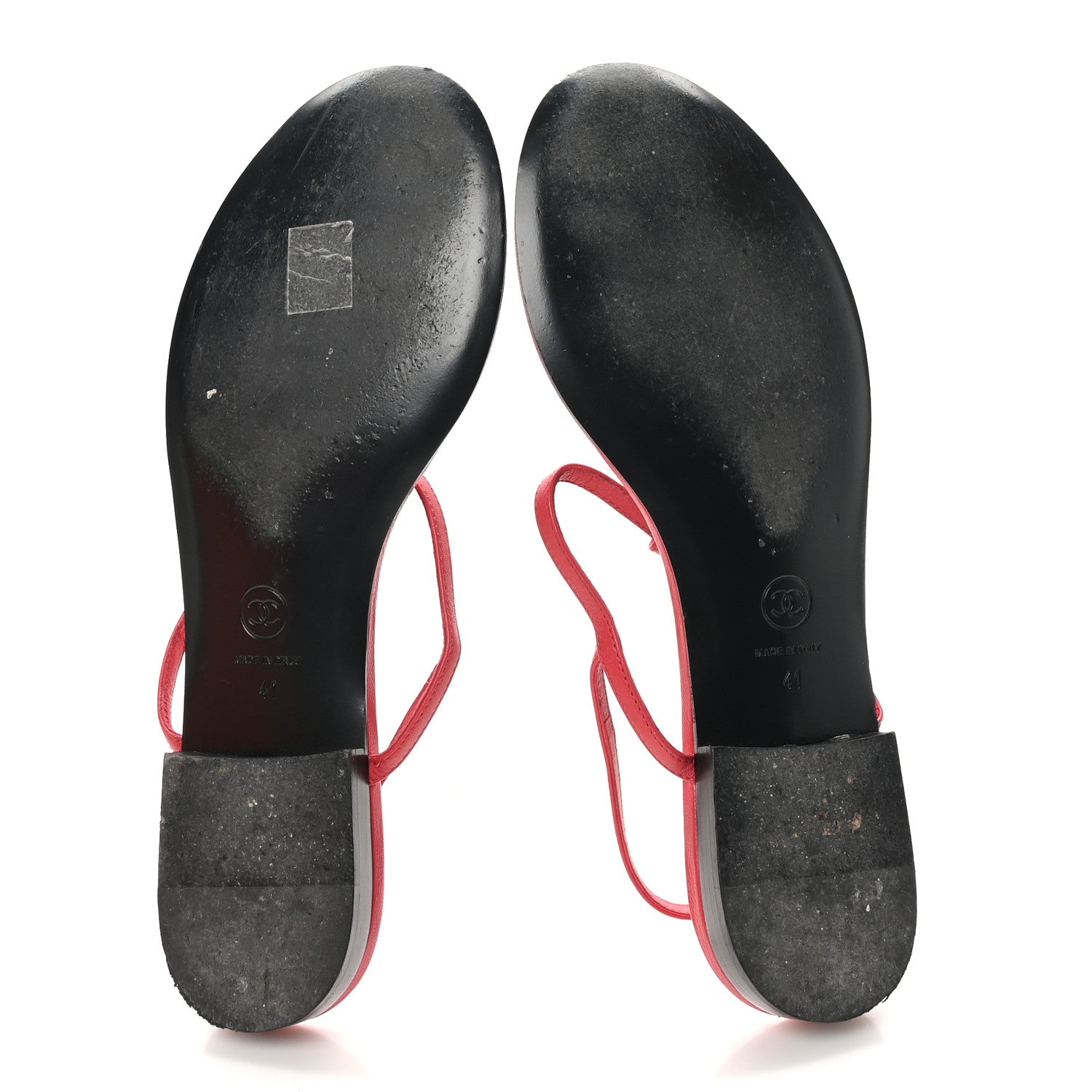 Chanel Lambskin CC Thong Sandals 41 Red 6 of 9