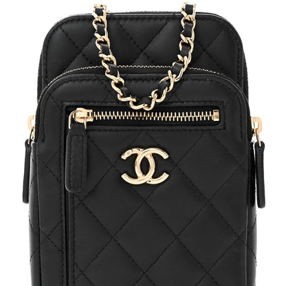 Chanel Lambskin Quilted CC Phone Holder Black 8 of 10