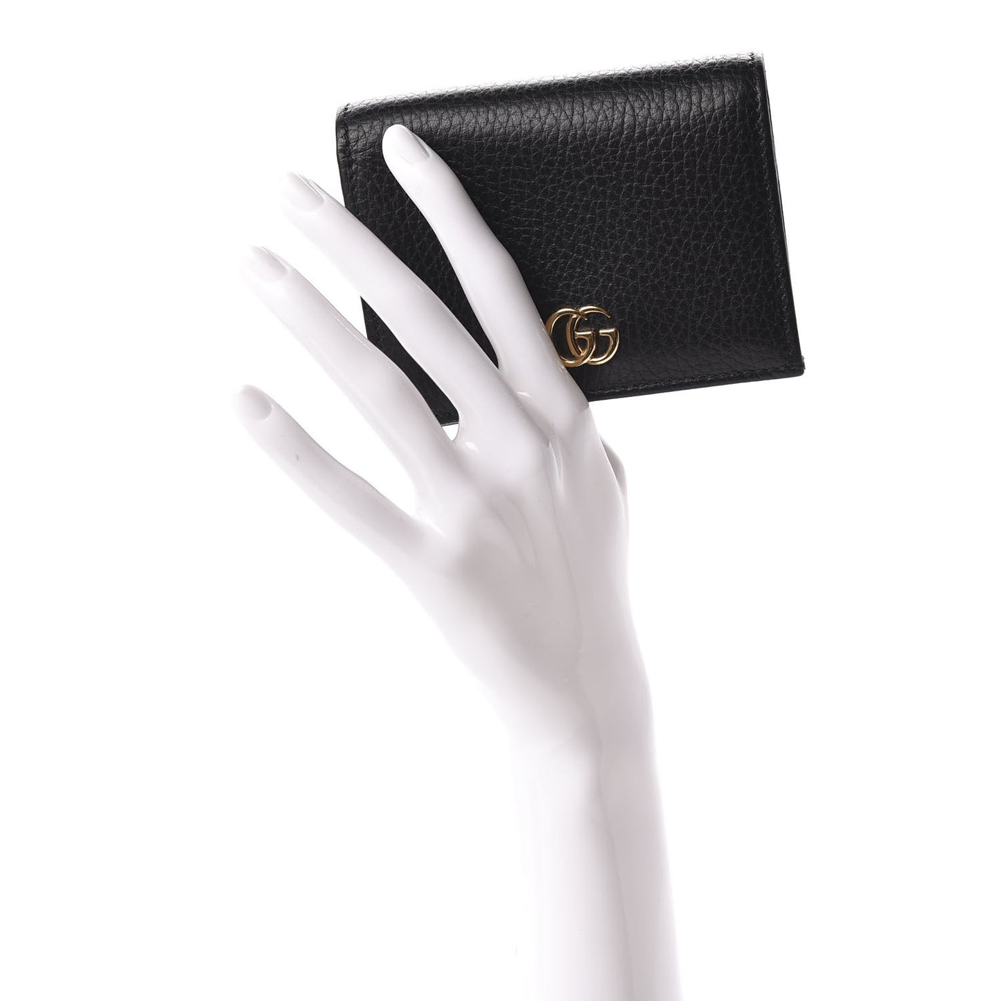 Pebbled Calfskin GG Marmont Card Case Black