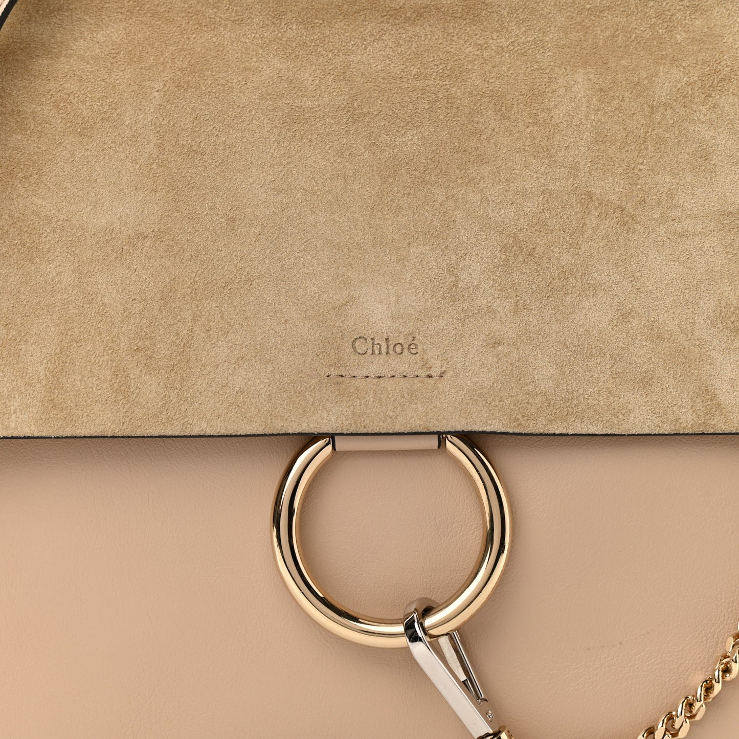Suede Calfskin Medium Faye Shoulder Bag Pearl Beige