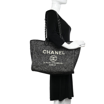 Chanel Mixed Fibers Calfskin Medium Deauville Tote Black 2 of 12