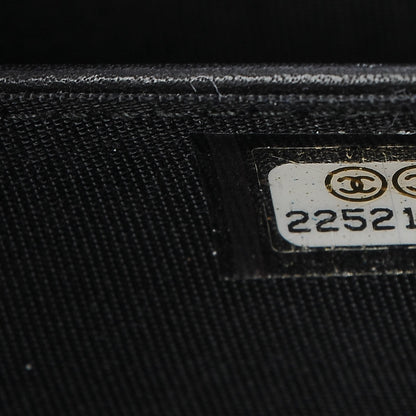 Chanel Calfskin Caviar Quilted Chevron Mixed Boy Wallet On Removable Chain Black 8 of 9