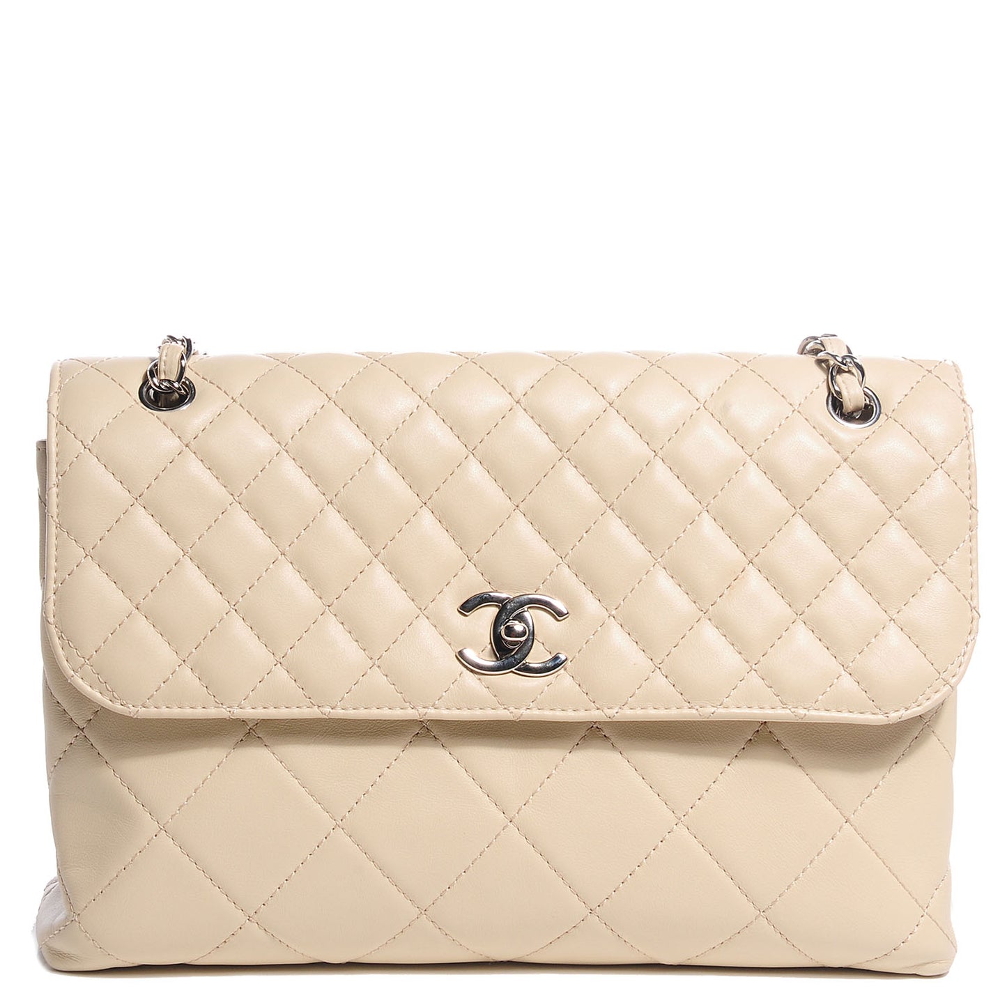 Calfskin Quilted In the Business Flap Bag Light Beige