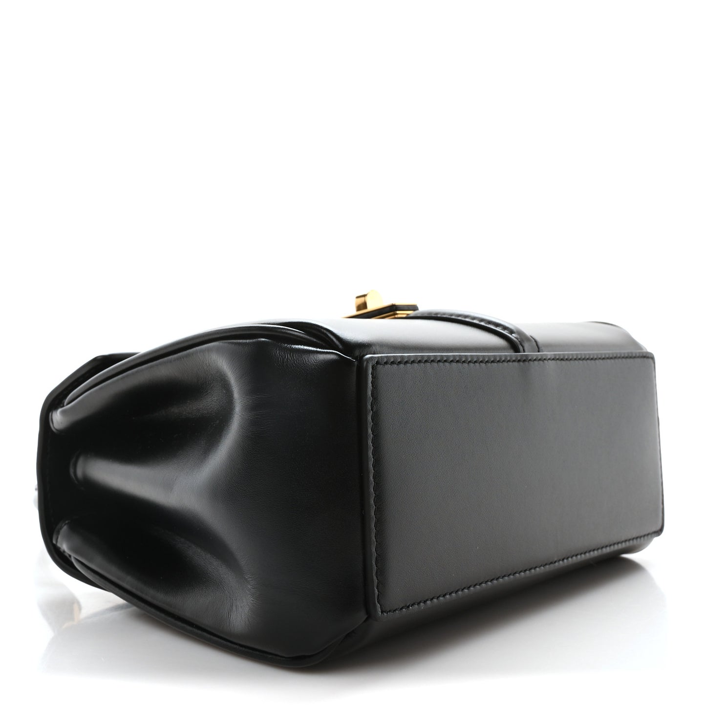 Satinated Calfskin Mini 16 Top Handle Bag Black