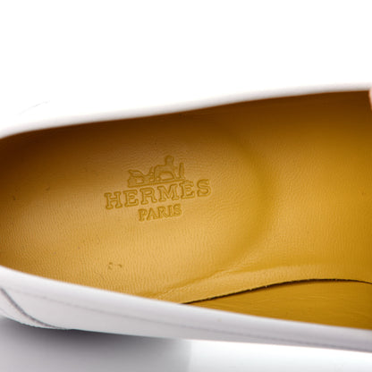 Hermes Calfskin Womens Paris Loafers 38.5 White Bois De Santal 8 of 11