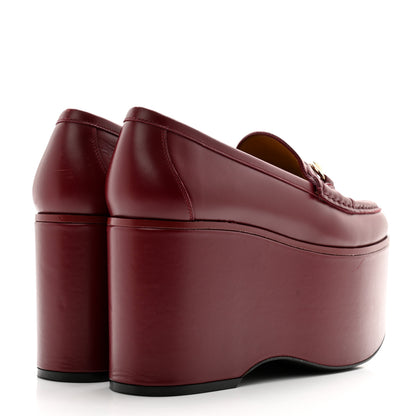 Gucci Ancora Calfskin Womens Horsebit Platform Loafers 37 Rosso 4 of 13