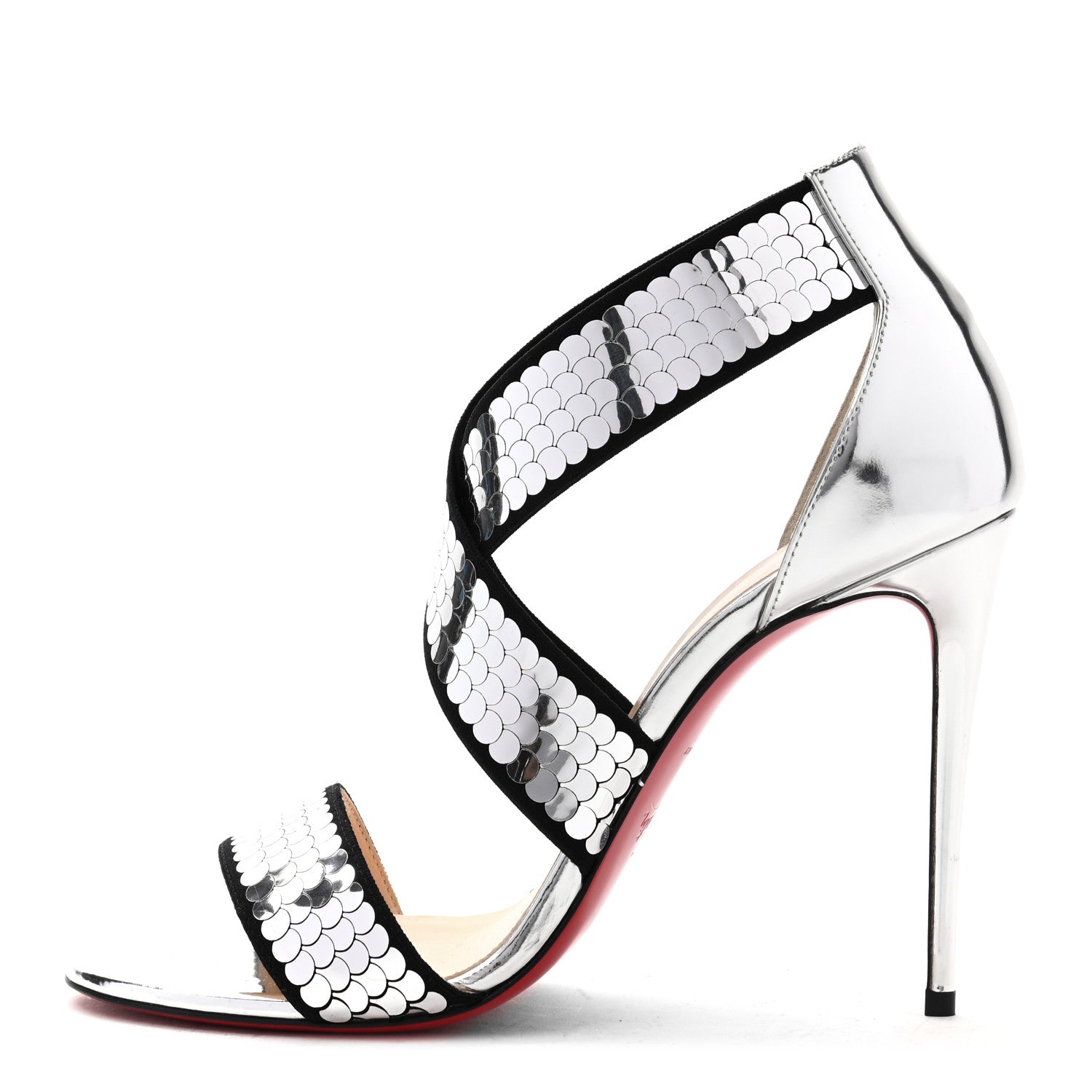 Christian Louboutin Sequin Xili 100 Disco Ball Sandal Pumps 39 Silver 1 of 9
