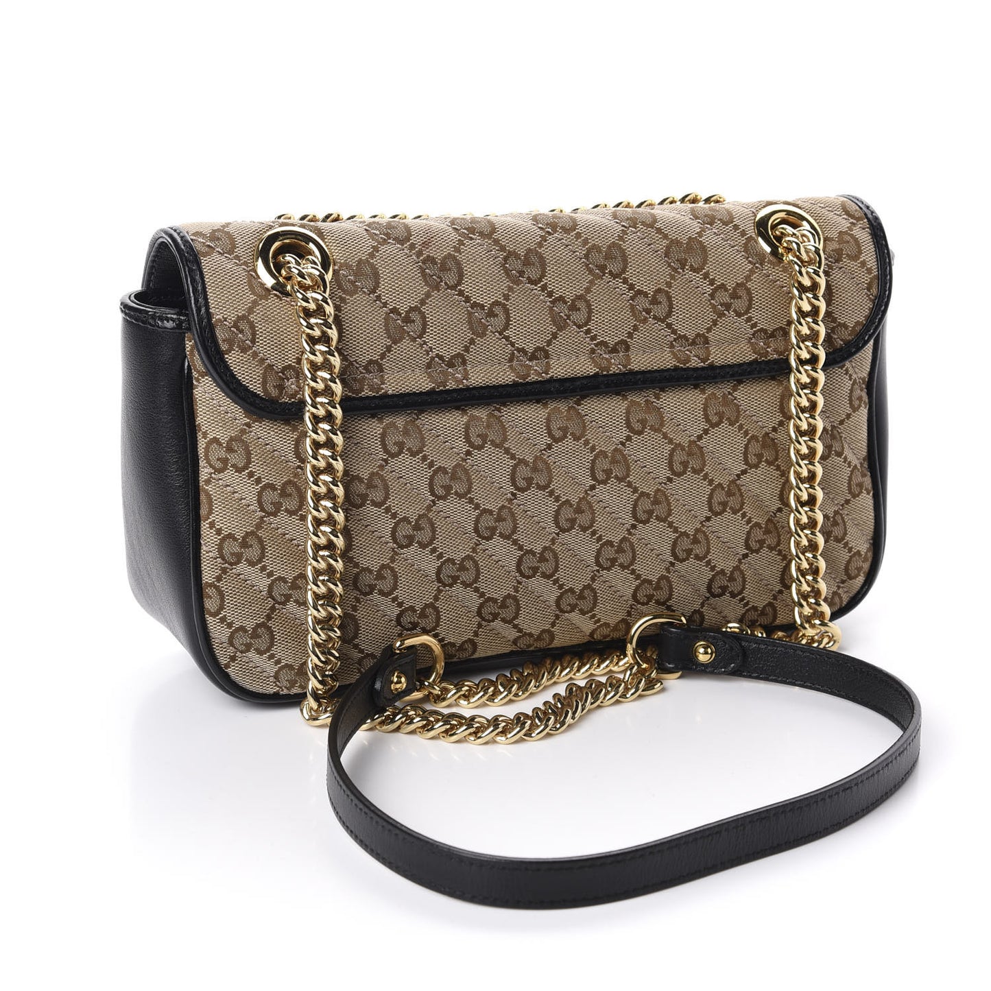 Monogram Matelasse Diagonal Small GG Marmont Shoulder Bag Beige Black